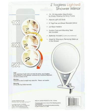 Zadro Z'Fogless Adjustable Magnification Mirror with Light - 1X to 5X Magnification - Buy Online on GoSupps.com