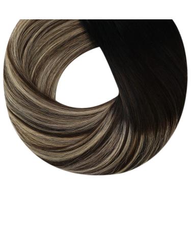 UGEAT Microring Extensions | Real Hair Black Ombre Caramel Brown | 55cm Micro Loop Hair Extensions | 50g 50 Stripes Remy Hair #1B/4/27 - Buy Online on GoSupps.com