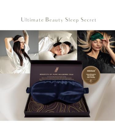 SILKSLEEK 22 Momme Pure Mulberry Silk Eye Mask for Sleeping in Navy Blue - Super Soft & Comfortable Sleep Mask with 100% Pure Silk Filling - Travel Essentials - Gift Box Included - Buy Online on GoSupps.com