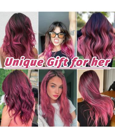 16Pcs 22 Inch Colored Clip in Hair Extensions - Heat-Resistant Synthetic Hairpieces for Women & Girls - Rose Red Highlights for Party Hair Decor - Buy Online on GoSupps.com