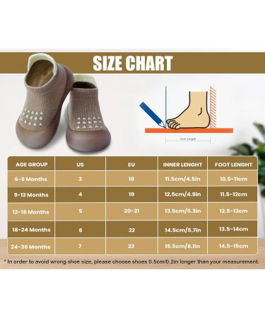 Dookeh Baby Shoes Non Slip Soft Sole Sneakers 6-9 Months - Brown - Buy Online on GoSupps.com