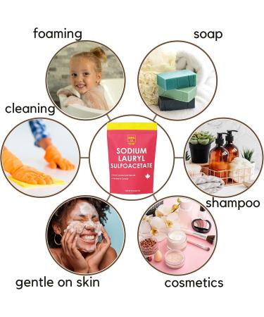 Sodium Lauryl Sulfoacetate (SLSA) (8oz)|100% Pure Cosmetic Grade| Packed in Canada| Mild Surfactant Gentle on Skin|| Long Lasting Foam and Bubble| Great For DIY Bath Bombs Shampoos Lotions and Other DIY Cosmetic Products| Amriel Co. - Buy Online on GoSupps.com
