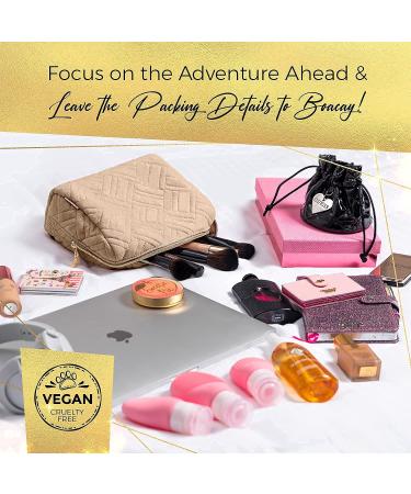Large Camel Brown Makeup Bag - Stylish Zippered Organizer for Women & Girls | Versatile Travel Pouch with Multiple Compartments - Buy Online on GoSupps.com