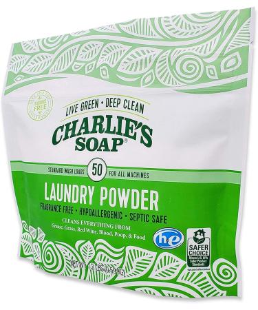 Charlie s Soap Unscented Laundry Powder - 150 Loads (3 x 50 Load Bags) | Eco-Friendly Sustainable Laundry Detergent - Buy Online on GoSupps.com