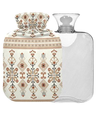 Naanle Flower tribal ethno hot water bottle with reference heat and cold therapy Transparent hot water bottle 2l large hot hot water bottle for bed hand feet heat pain relief