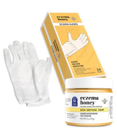 ECZEMA HONEY Original Skin-Soothing Cream & Cotton Gloves - Bundle for Sensitive & Dry Skin - Cruelty Free