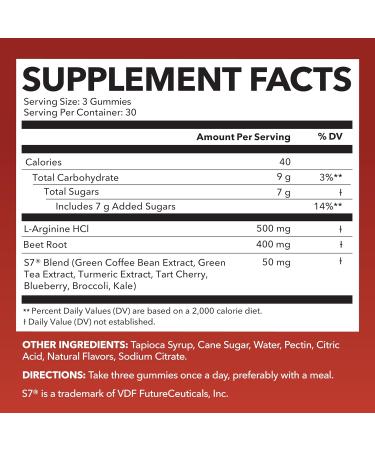 Nitric Oxide Gummies for Men & Women - L-Arginine & Beet Root Supplements - Vegan Gluten-Free Non-GMO - Green Apple & Cinnamon Flavor - 90 Count - Buy Online on GoSupps.com
