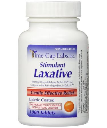 Bisacodyl 5 mg Generic for Dulcolax Laxative Enteric Coated Tablets Bottle of 1000 ea 1000 Count (Pack of 1)