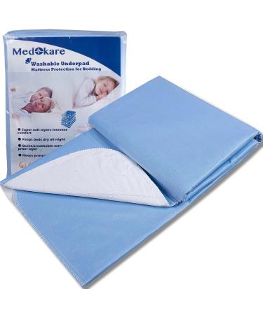 Medokare Bed Pads for Seniors, Adults and Kids – 3 Pack, 36in X 52in, Washable, Water-Resistant, and Reusable - Bedwetting & Incontinence Pads