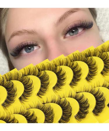 False Eyelashes Russian Strip Lashes D Curl Wispy Natural Look Faux Mink Lashes Like Eyelash Extension Fluffy zanlufly Transparent Band Cat Eye Fake Eyelashes Pack Clear Band&D Curl5