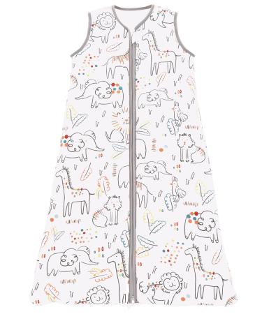 Chilsuessy summer sleeping bag baby sleeping bag Small children pajamas without sleeves for summer and spring 100% cotton painted animals 110/baby height 110-125cm 110/baby height 110-125cm painted animals