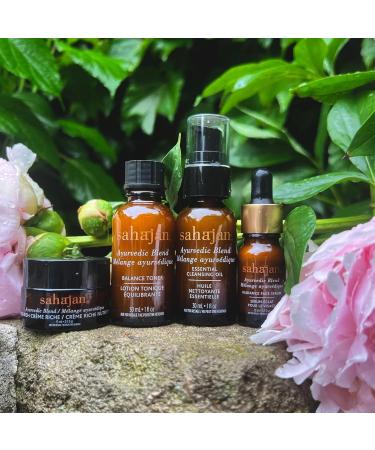 Sahajan Discovery Gift Set - Ayurvedic Facial Care for Women | Essential Cleansing Oil Balance Toner Radiance Serum & Nourish Creme Riche - International Shipping Available - Buy Online on GoSupps.com