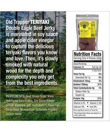 Old Trapper Teriyaki Double Eagle Beef Jerky | Traditional Style Real Wood Smoked | 1 Bag (80 Pieces) Teriyaki 80 count (Pack of 1) - Buy Online on GoSupps.com