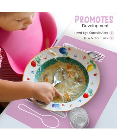 Montessori Toddler Silicone Dining Mat - Non-Slip & Easy-to-Clean Lilac Practical Life Mat for Kids House - Buy Online on GoSupps.com