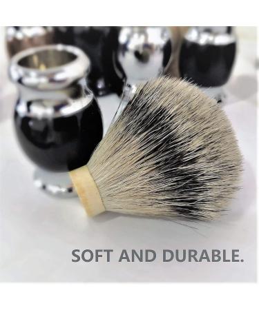 Je&Co 100% Silvertip Badger Hair Shaving Brush - Handmade High-Quality Brush with Fine Resin Handle & Stainless Steel Base (Black) | International Shipping Available - Buy Online on GoSupps.com