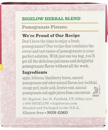 Bigelow Pomegranate Pizzazz Herb Tea - 20 Bags | Refreshing & Fruity Blend - Buy Online on GoSupps.com
