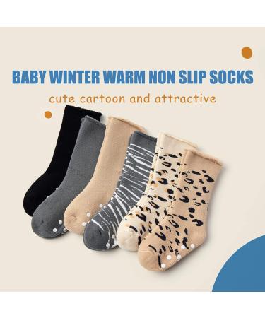 Moon Tree Baby Non Slip Winter Socks 6 Pairs, Animal Grain Mix, 2-4 Years, Boys & Girls Warm Thick Towelling Socks with Grips - Buy Online on GoSupps.com