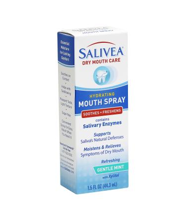 Salivea Extra Gentle Dry Mouth Spray - Soothing Mint Mouth Spray with Natural Salivary Enzymes - Moisturizing Mouth Spray to Aid Dry Mouth Care - Supports Saliva's Natural Defenses - (1.5oz Bottle) 1.5 Ounce