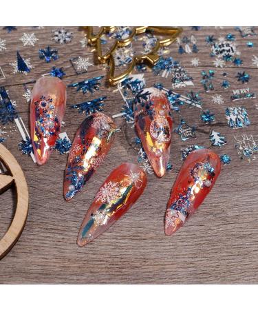 8 Sheets Christmas Nail Art Stickers Decals Self-Adhesive Laser Blue White Winter Snowflakes Nail Supplies Nail Art Design Decoration Accessories - Buy Online on GoSupps.com