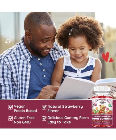 Iron Supplement Gummies for Kids - with Calcium, Zinc, Kids Multivitamin with Iron Gummies - Immune Support, Blood Builder & Energy Support for Iron Deficiency, Anemia, Vegan - 60 Count Strawberry 60 Count (Pack of 1) - Buy Online on GoSupps.com