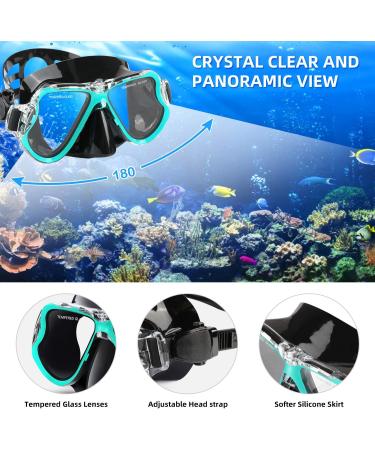 Zenoplige Snorkel Set - Adult Swim Goggles & Fins Kit for Snorkeling, Swimming, and Diving - Green/Black SM - Buy Online on GoSupps.com