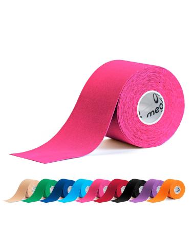 Meglio Kinesiology Tape - Uncut 5 Metre Roll - Therapeutic and Hypoallergenic - For Muscle Support & Sports Injury Recovery - Breathable & Waterproof - Knee Ankle & Wrist - Long Lasting Adhesive Pink