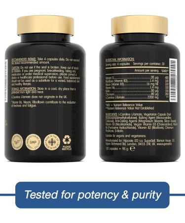 L-Carnitine Capsules 2200mg - L-Carnitine Complex with Vitamins D & B - Reduces Tiredness & Fatigue - Energy & Metabolism Support - 120 Vegan Tablets - High Strength L Carnitine Tartrate Supplement 120 count (Pack of 1) - Buy Online on GoSupps.com
