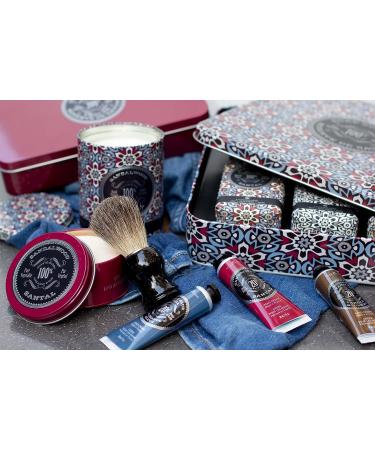La Chatelaine Hand Cream Trio Tin Gift Set | Unisex | Father's Day | Made in France with 20% Organic Shea Butter | Moroccan Mint, Vetiver Cedar, Bourbon Vanilla | Gray Mosaic Decorative Tin - Buy Online on GoSupps.com