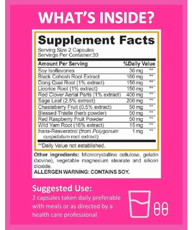 Potent Garden Natural Menopause Supplement for Women - Menopause Relief with Black Cohosh, Red Clover & Dong Quai - Hormone Balance Support - 30 Day Supply - Buy Online on GoSupps.com