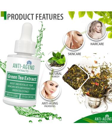 Green Tea Extract for Skin Alcohol-Free Cold-Processed Antioxidant Serum with USDA Organic Leaves Cosmetic Grade for Face and DIY Skincare Formulations - 1 fl oz - Buy Online on GoSupps.com