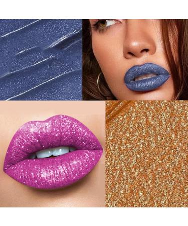 Liquid Diamond Glitter Metallic Lipstick Highly Pigmented Shimmering Multi-Color Lip Gloss Shiny Glossy Liquid Lipstick (08) - Buy Online on GoSupps.com