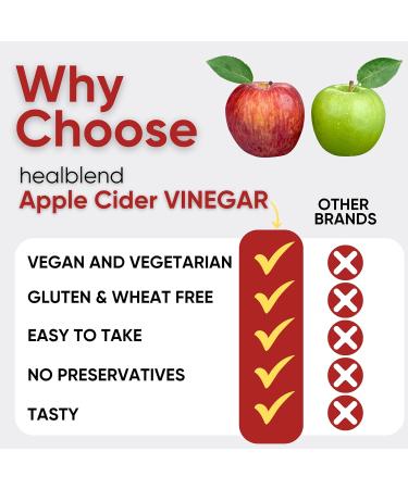 healblend Apple Cider Vinegar Gummy Vitamins 1000MG Per Serving - 120 Count- Vitamin B12 Pomegranate & Beet Juice Gelatin-Free Gluten-Free Vegan & Non-GMO (2 Pack) - Buy Online on GoSupps.com