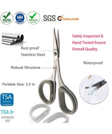 PAFASON Stainless Steel Mustache Beard Trimming Scissor Set with Safety Cover and Leather Pouch - Buy Online on GoSupps.com