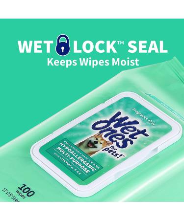 Wet Ones for Pets Hypoallergenic Dog Wipes with Vitamins A, C & E - 100 Count Multipurpose Fragrance-Free Wipes for Dogs - Buy Online on GoSupps.com