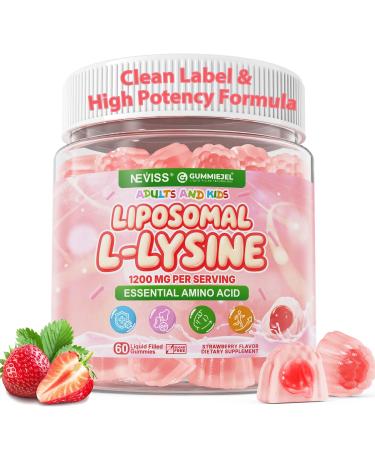 Liposomal L-Lysine Gummies 1200mg | High Absorption Immune & Skin Support | Vegan Amino Acid Supplement for Adults & Kids | Lips & Oral, Bone & Collagen Health | Non-GMO, Sugar-Free, 60 Gummies