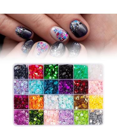 Harilla Nail Art Sequins Manicure Nail Glitter for Women Girls Sequins Beads 24 Grids Nail Decals for Nails Tools Jewelry Making - Buy Online on GoSupps.com