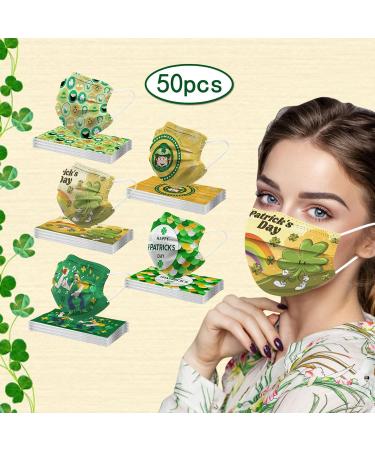 50PCS St Patricks Day Disposable Face_M sks for Adults 3-Layer Breathable Protection Holiday Party Decorations for Women Men - Buy Online on GoSupps.com