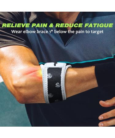 Seektop Tennis Elbow Brace - Relief for Tendonitis & Golfers Elbow Adjustable Support Strap for Men & Women 3D Air Cushion Design Ideal for Sports & Work Injuries - Buy Online on GoSupps.com