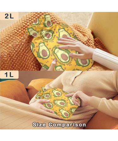 NAANLE Cartoon Avocado Cat Mit & Water Bottle 2L | Large Hot Water Bottle for Bed Hand & Foot Heat Pain Relief & Cold Therapy - Buy Online on GoSupps.com
