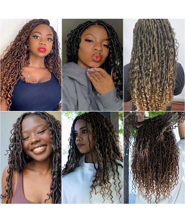 Curly Goddess Locs Crochet Hair 18 Inch - 4 Packs, 24 Strands per Pack | Pre Looped Synthetic Deep Curly Hairstyle Hippie Locs Crochet Braids Extensions - 1B/30/27 - Buy Online on GoSupps.com