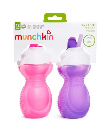Munchkin Click Lock Flip Straw Toddler Cup 9oz 2 Pack - Pink/Purple - Buy Online on GoSupps.com