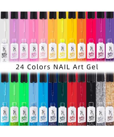 24 Colors Gel Liner Nail Art Set with Built-in Brush for Soak off Design - SXC Cosmetics - Buy Online on GoSupps.com