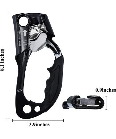 WILDKEN Climbing Hand Ascender Outdoor Mountaineering Tree Arborist Climbing Rappelling Equip Hand Ascender for 8-12MM Rope Left Right Hand Ascender Black 2 - Right - Buy Online on GoSupps.com