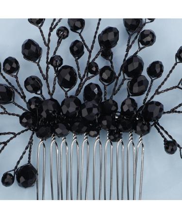 Kercisbeauty Black Beads Long Hair Comb - Gothic Wedding Hair Accessories for Brides & Girls | Handmade Jewelry - Buy Online on GoSupps.com