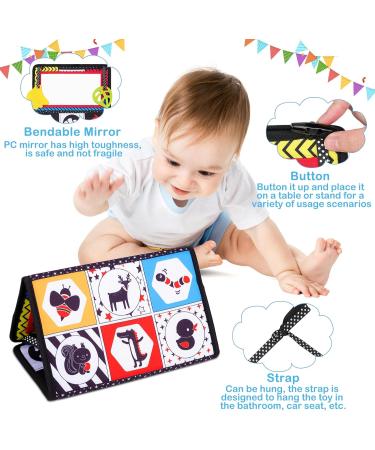 Tuaeccki Foldable Baby Mirror Toys | Black & White Contrast Pattern | 0-12 Months | Educational Toys for Newborns Boys & Girls - Buy Online on GoSupps.com