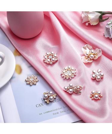 44-Piece Pearl Rhinestone Buttons & Floral Pendants for DIY Jewelry & Wedding - Gold - Buy Online on GoSupps.com