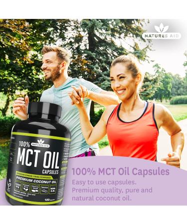 Natures Aid MCT Oil Capsules 120x1200mg - Pure Medium Chain Triglycerides Supplement - Buy Online on GoSupps.com