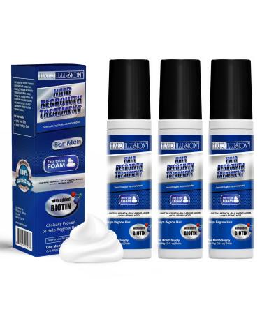 NATURAL Hair Growth Foam | Promotes Hair Regrowth and Strengthening for Men & Women | Formulated with Biotin Keratin Vitamins & Amino Acids 1.22 Ounce (Pack of 3)