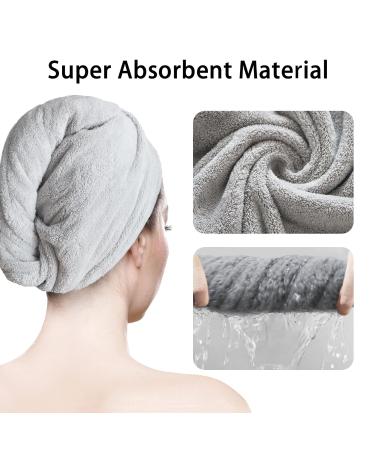 2 Pack Microfiber Hair Towel Wrap for Women - Super Absorbent Quick Dry Turban for Curly Long & Thick Hair - Sky Blue 10x26 - Buy Online on GoSupps.com