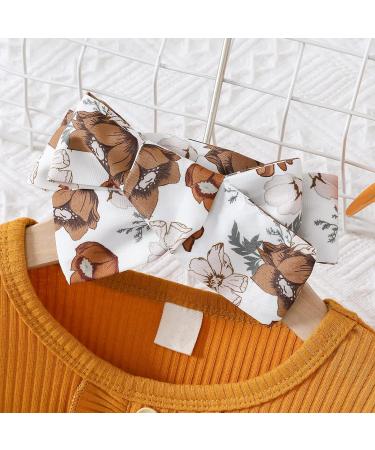 Haokaini Toddler Girls Floral Ruffle Sleeve Dress Set 4-5 Years, Cotton Ribbed with Bow Detail, Princess Tutu Skirt, Fall Clothes - Khaki - Buy Online on GoSupps.com